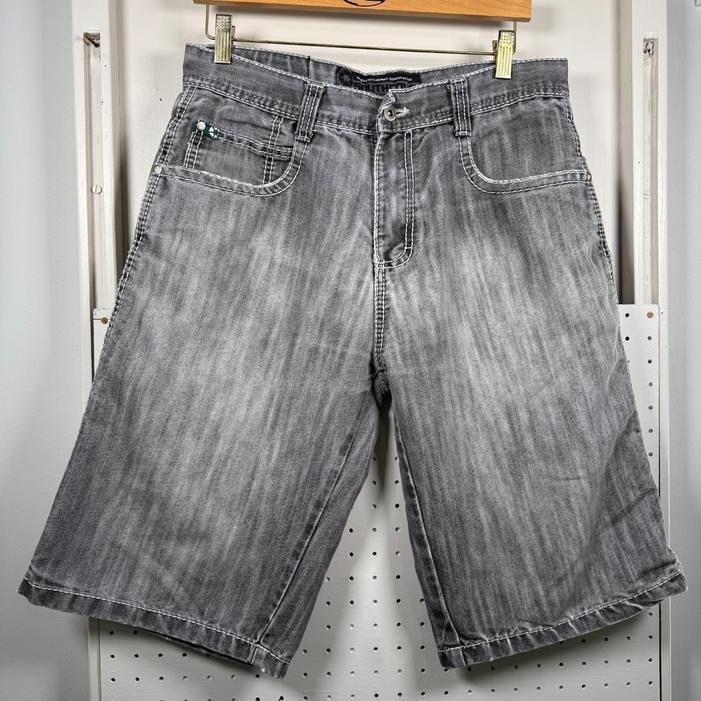 Southpole 5180 Baggy Shorts Men's Gray Denim Mid-Rise Pockets Classic - 32 Y2K